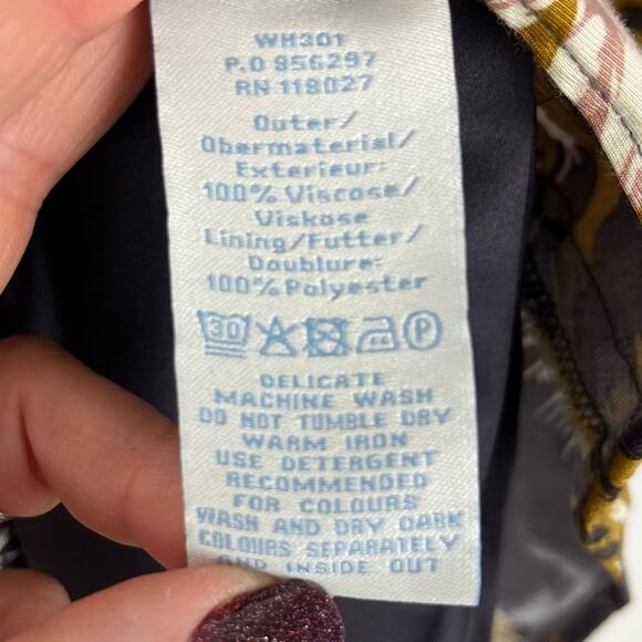 Boden Womens Jersey Dress Twist V Neck Knee Length Feather Floral Bohemian - Picture 9 of 9